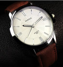 Relógio Masculino Yazole Luxo – Vidro Azul Premium, Design Romano, Couro Elegante e Resistência à Água