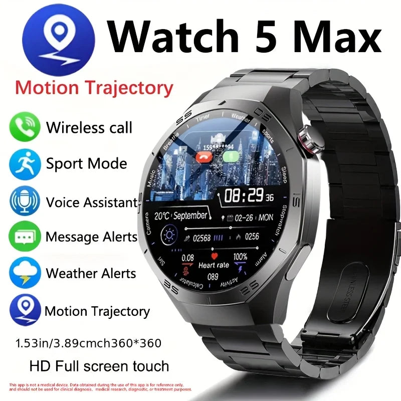 2025New For Android and ios Smart Watch Men AMOLED Screen GPS Motion trajectory Heart Rate Bluetooth Calls SmartWatch Waterproof