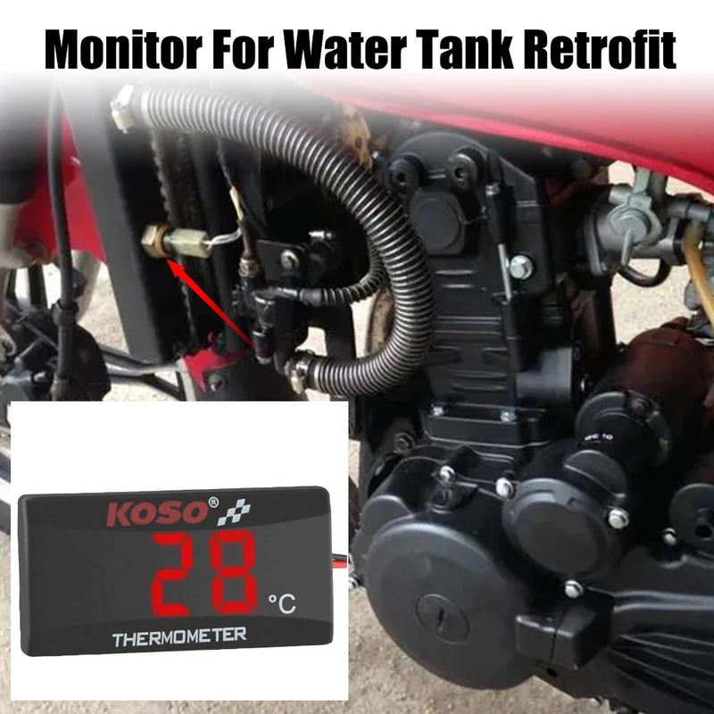 12V 0~120°C Monitor Motorcycle Thermometer Water Tank Retrofit Temperature Meter Indicator Warning With Sensors