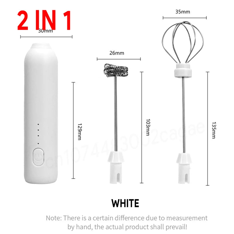 HOT  Electric Milk Frother + Egg Beater Wireless Type-C Charging 3 Speeds Mini Handheld Foam Maker Coffee Whisk Cooking Tools